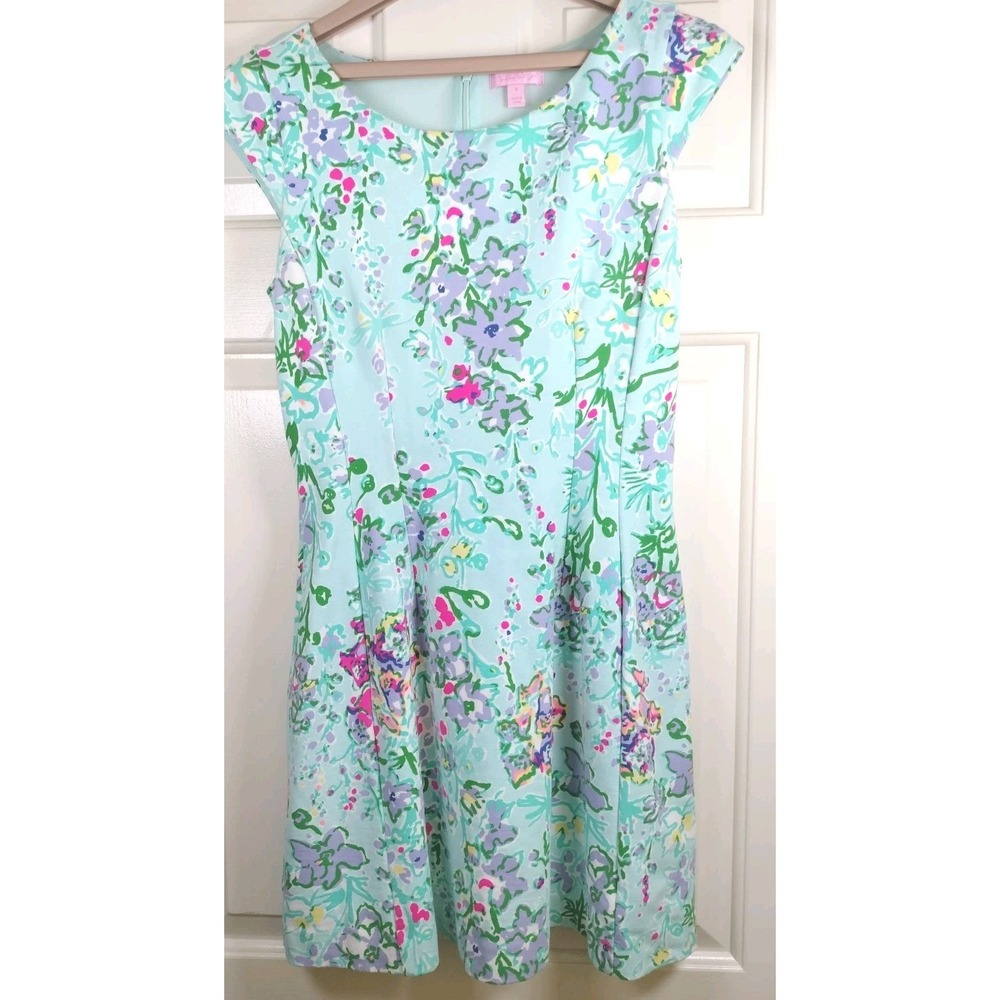 Lilly Pulitzer Brielle Fit & Flare Dress Womens Small Colorful Floral Cap Sleeve
